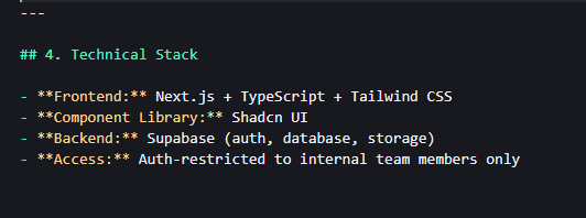 Tech Stack used for product